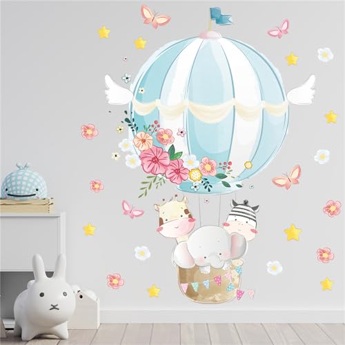 Heißluftballon Wandtattoo Kinderzimmer, Selbstklebend Wandaufkleber Heißluftballon Flugzeug Regenbogen Wolken, Wandsticker Wanddeko für Junge Mädchen Schlafzimmer Babyzimmer (D) von CULASIGN