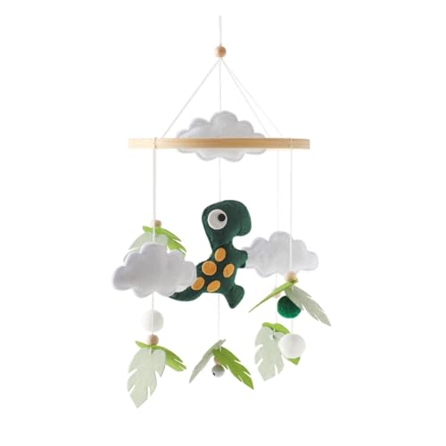 Mobile Baby Mobile Babybett aus Filz mit 3D Dinosaurier, Baby Mobile für Bett zum Aufhängen, Tiere Baby Mobile Wickeltisch Geschenk für Neugeborenen Kinder Jungen Mädchen (Dunkelgrüner Dinosaurier) von CULASIGN