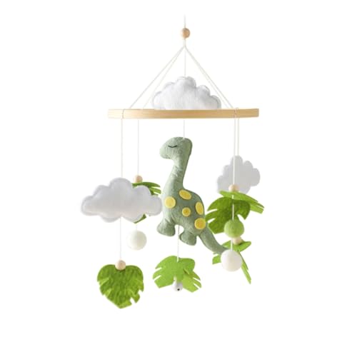 Mobile Baby Mobile Babybett aus Filz mit 3D Dinosaurier, Baby Mobile für Bett zum Aufhängen, Tiere Baby Mobile Wickeltisch Geschenk für Neugeborenen Kinder Jungen Mädchen (Hellgrüner Dinosaurier) von CULASIGN