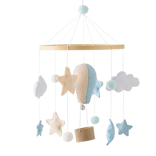 CULASIGN Mobile Baby Windspiele, Mobile Baby Holz mit 3D Filz Heißluftballon, Baby Mobile Babybett Mobile Wickeltisch, Geschenk für Neugeborenen Junge Mädchen (Heißluftballon B) von CULASIGN