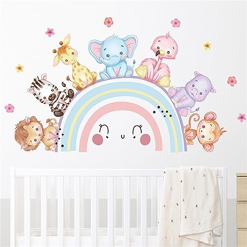 Wandtattoo Regenbogen Kinderzimmer Wandaufkleber Tiere Elefant Giraffe Löwe Wandsticker DIY Selbstklebend Wanddeko Aufkleber für Kinder Babyzimmer Schlafzimmer (BR94492) von CULASIGN