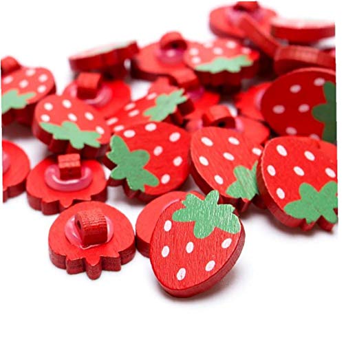 10Pcs / lot nette Erdbeere Buttons handgemachte Karikatur Nähen Holzknöpfe Wohnaccessoires von CULER