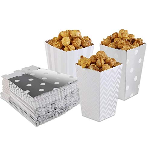 CULER 50Pcs Popcorn Boxen Design Trio Miniatur-Wellenschliff Karton Partei Cartons Süßigkeit sanck Taschen Film Supplies (Silber) von CULER