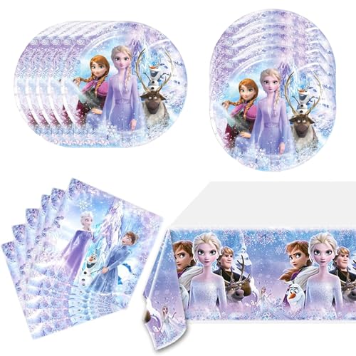 CULTURE PARTY Frozen Birthday Party Supplies, 20 Teller 20 Servietten und Tischdecke für Mädchen Jungen Frozen Geburtstag Party Dekorationen von CULTURE PARTY