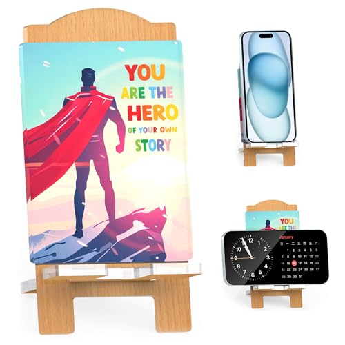 Inspirierende, motivierende Geschenke – Motivierendes Schreibtischschild – "You are the Hero of Your Own Story" – Emotionale Ermutigungsunterstützung, Miniatur-Staffelei, dekoratives Schild für den von CUMFYHOUS