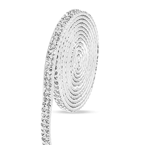 Silber Strass Bänder, Kristall Strass Diamant Band Streifen, Funkelnde Diamantband Bling Aufkleber Rolle DIY für Dekoration, Geschenk, Telefon, Hochzeit (Silber) von CUNTAUK