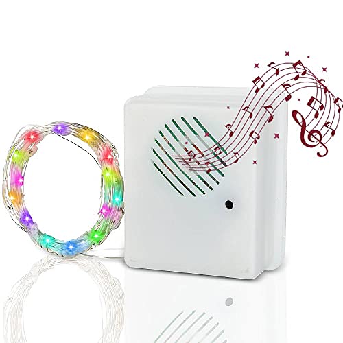 DIY Weihnachts-Soundsensor mit LED-Lichterkette, Weihnachts-Musik-Lautsprecher mit 3 m langer Lichterkette, dekoratives Licht, Weihnachtslied, sprachaktivierte Requisiten für Party von CUOTUO