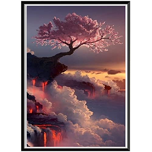 Diamond Painting Baum auf einer Klippe Bilder 35x50cm 5D Diamont Painting Set, Diamant Painting Kinder Mädchen DIY Diamond Dots Crystal Art Malen Nach Zahlen Erwachsene für Aesthetic Room Decor Z-7629 von CURTEK