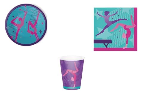 Künstlerisches Gymnastik-Set für 24 Kinder – 24 Teller, 24 Becher, 32 Servietten | Dekoration für Geburtstage und Partys mit Gymnastik-Thema von CUSTOM PRINT SHOPPING