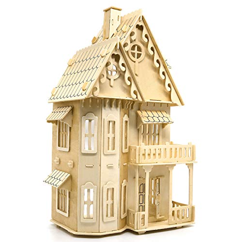 CUTEROOM 3D Wooden Puzzle House Holzpuzzle Erwachsene 3D Holz 3D Puzzle Villa Modellbau Holzbausatz für Erwachsene Kinder Fantasy Villa von CUTEROOM