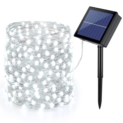 CUTTOW Solar Lichterkette Außen, 20M 200 LEDs mit 8 Beleuchtungsmodi, Lichterketten Aussen mit 8 Leuchtmodis Lichterkette für Balkon, Gartendeko, Bäume, Terrasse, Weihnachtsbeleuchtung (Weiß) von CUTTOW