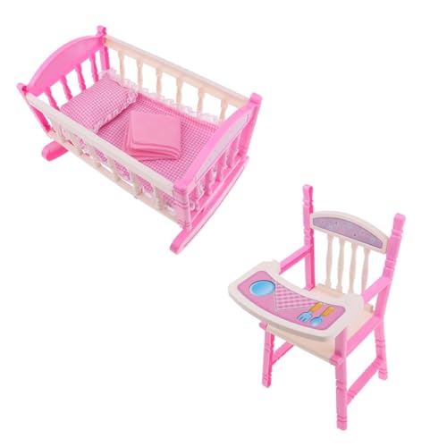 CUTeFiorino Compatible with Motorikschleifen Abnehmbares Hochstuhl- und Kinderbett-Set mit Matratzendecke und Kissen Compatible with Motorikspielzeug (Pink, One Size) von CUTeFiorino