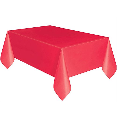 Tischdecke Rechteckig Stoffwischabdeckung Abdeckungen aus Kunststoff für große Partytische, rechteckig, saubere Küche, Esszimmer und Bar Abwischbare Tischdecke Durchsichtig (Red, One Size) von CUTeFiorino