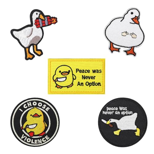 5 Stück Patch Klettverschluss, Niedlicher Cartoon-Enten-Klettverschluss, Lustiger Klettverschluss, Abzeichen-Stickerei-Patch Mit Klettverschluss von CVDYWDJIE