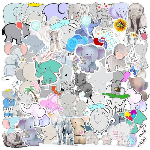 CVDYWDJIE 100 Cartoon-Elefant-Aufkleber, Kreative Graffiti-Aufkleber, Wasserfeste Aufkleber, Kinderaufkleber, Können Zum Dekorieren Von Wasserbechern, Kühlschränken Und Koffern Verwendet Werden von CVDYWDJIE