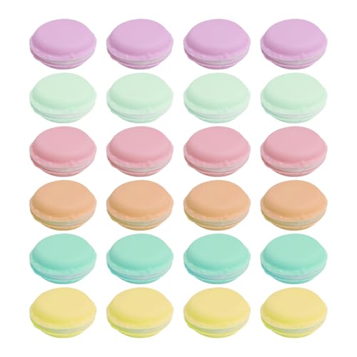 CVDYWDJIE 24 Stück Mehrfarbige Macaron-Box, Mini-Macaron-Aufbewahrungsbox, Macaron-Mini-Reise-Schmuckschatulle, Kleine Macaron-Schmuckschatulle von CVDYWDJIE