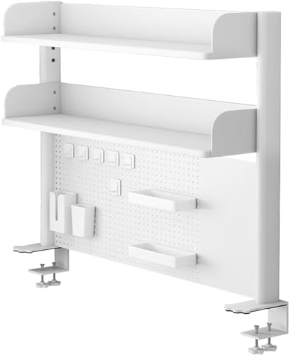 CVERTHAF Stecktafel aus Holz, Schreibtisch-Organizer-Regal mit Stecktafel-Arbeitsplatzaufsatz, Computer-Schreibtisch-Zubehör für Büro-Sichtschutz für Gaming-Schreibtische, Klemme für Schreibtisch-Reg von CVERTHAF