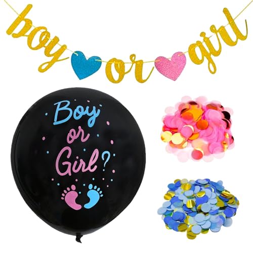 1 Stück Gender Reveal Ballon, 1 Stück Junge Oder Mädchen Pull Flag, Baby Gender Reveal Charm, Babyparty-Dekoration von CVFRTT