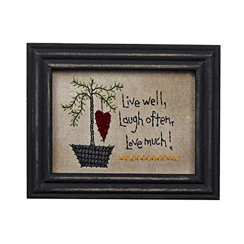 CVHOMEDECO. Primitive Vintage Live Well, Laugh Often, Love Much! Stickerei Rahmen Wandbehang Dekoration Kunst, 22,2 x 17 cm von CVHOMEDECO.