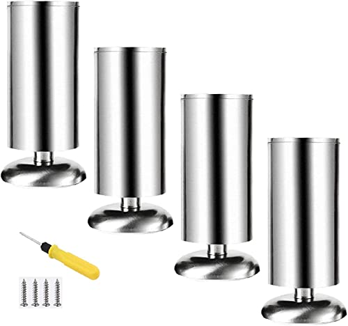 CVQJL Möbelbeine aus Edelstahl, 4er-Set, verstellbare runde Metallfüße für Sofa, Badezimmer, Schrank, Couchtisch, TV-Ständer, inklusive Gummimatte für Stabilität CVQJL Möbelbeine aus Edelstahl, 4er-Set, verstellbare runde Metallfüße für Sofa, Badezimmer, Schrank, Couchtisch, TV-Ständer, inklusive Gummimatte für Stabilität von CVQJL