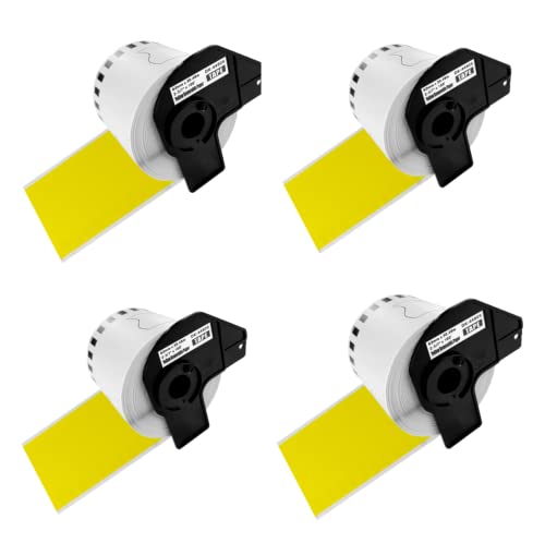 CVT DK44605 (DK-44605) abnehmbare Etiketten, Breite 62 mm x 30,48 m, schwarzer Text auf gelbem Hintergrund, kompatibel mit Brother P-Touch Druckern von CVT CompraVentaToner