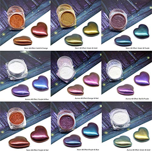 CVZJ 9 Farben Harz Ment Regenbogen Perlen Pulver Farbstoff Epoxidharz Glitzer Harz Schmuckherstellung Kit von CVZJ