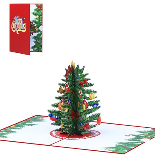 3D-PopUp-Weihnachtsbaum-Karte, Grußkarte, schöne Handwerkskunst für Feiertage, Feiern, festliche Karten von CVZQTE