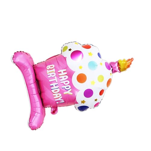 Aluminiumfolienballon "Happy Birthday", stehend, Cupcake, Aluminiumfolienballon für Geburtstag, Babyparty, Jahrestag, Aluminiumfolienballon von CVZQTE