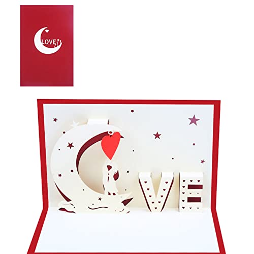 CVZQTE 3D For Cards Moon Love Valentines Day Card Anniversary Birthday Gifts Postcard Wedding Invitations Greeting Cards With Envelope von CVZQTE