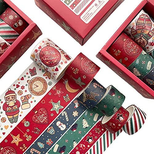 CVZQTE 6 Rollen Weihnachtsfeiertage-Klebeband für Scrapbooking, Papierband zum Verpacken von Tagebuch, Planer, Kunst von CVZQTE