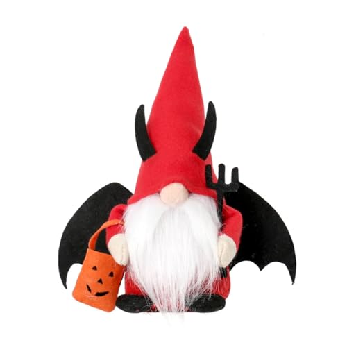 CVZQTE Hexe Fledermaus gesichtsloser alter Mann Figur weiches Polyester Handwerk Plüsch Dekoration für Halloween Feste Feste Zubehör von CVZQTE