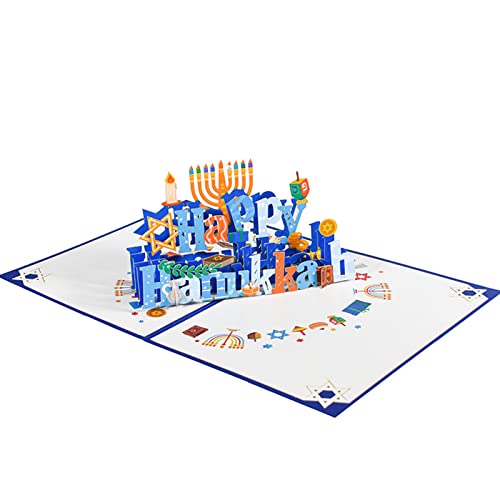 CVZQTE Lustige Fröhliche Chanukka Karte Jüdische Feiertagskarte Chanukka Kerze – Moderne Traditionelle Wunschdekoration von CVZQTE
