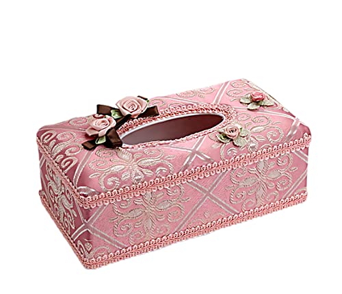 Taschentuchbox aus Spitzenstoff, verwendet als Taschentuchspender, Taschentuchbox-Abdeckungsspender und Servietten-Organizer for Badezimmer, Schlafzimmer, Büros und Autos.(Pink) von CWCWC