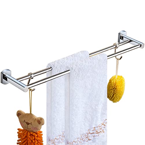 Handtuchhalterhalter gebohrte Installation Handtuchhalter komplett Kupfer Chrom Tür Geschirrtuchstange mit 2 Haken Badezimmer Küche Dusche Aufbewahrung Organizer Zubehör (Größe: 80 cm) von CWLPSL