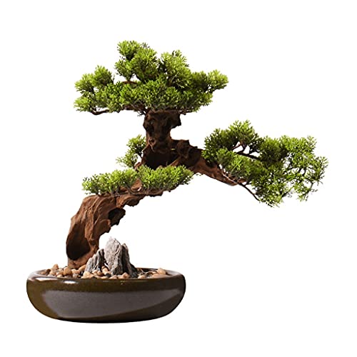 Künstliche Bonsai-Pflanze, künstlicher Bonsai-Baum, Dekoration, Keramik-Blumentopf, Steingarten und Kieselsteine, künstliche Grünpflanzen, Wohnzimmer, Arbeitszimmer, Büro, künstlicher Bonsai-Baum von CWLPSL