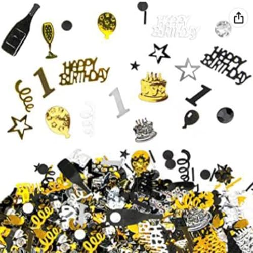 CWOQOCW Geburtstag Konfetti Party Dekorationen, Gold Schwarz Stern Konfetti Tischkonfetti Metallic Folie Sterne Pailletten Weihnachtsdekorationen (B) von CWOQOCW