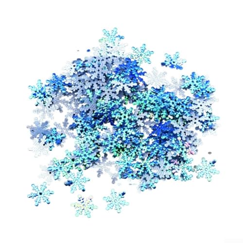 CWOQOCW Weihnachts-Schneeflocken-Konfetti, gemischt, glitzernd, große Stoff-Schneeflocken-Ornamente, Tischdekoration für Weihnachtsbaum, 1,5 cm, Blau von CWOQOCW