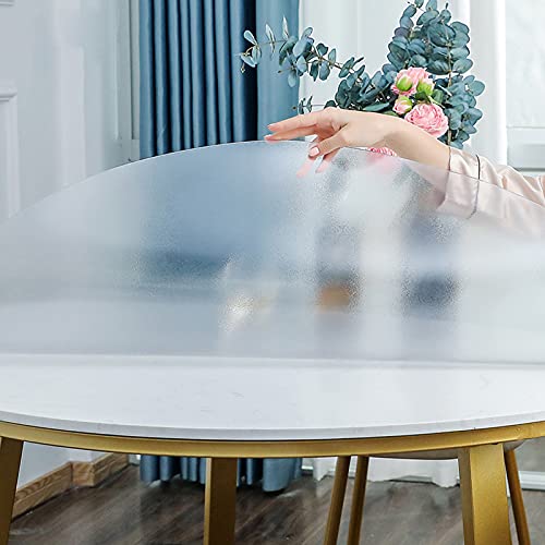 Rutschfeste Runde Tischdecke,Haushalt Transparent Matt PVC Tischdecke Tischmatte Schreibtisch Tischfolie Schutzfolie Tischschutz Matte,Wasserdicht/Ölbeständig,Waschbare Tischdecke (125cm(49in)) von CWYP-039