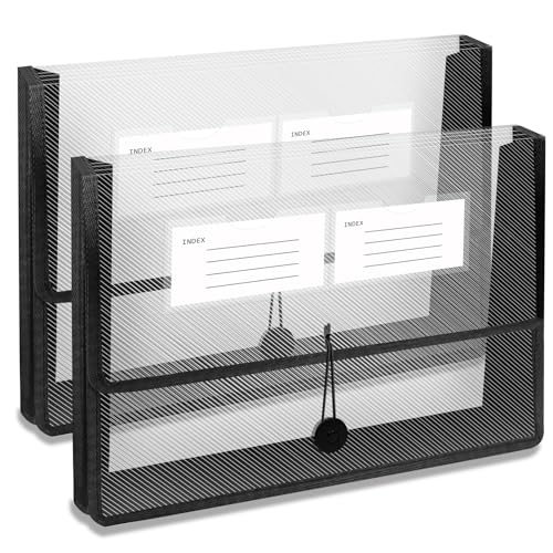 CXIIPOL Fächermappe aus Kunststoff, erweiterbare Dokumentenmappe mit elastischem Verschluss, große Kapazität, Dokumentenmappe, ohne Trennblätter, A4, Fächerumschläge, Tasche mit Etikettentasche, 2 von CXIIPOL