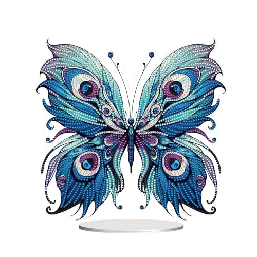 5D DIY Diamond Painting Tisch Deko, Diamant Painting Schmetterling Tischdeko, Diamant Malerei Stehend Kunst Set, Schmetterlinge Deko Ornamente Geschenke für Zuhause Dekoration-04 von CXINLky