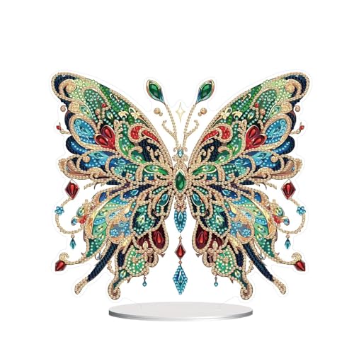 5D DIY Diamond Painting Tisch Deko, Diamant Painting Schmetterling Tischdeko, Diamant Malerei Stehend Kunst Set, Schmetterlinge Deko Ornamente Geschenke für Zuhause Dekoration-07 von CXINLky