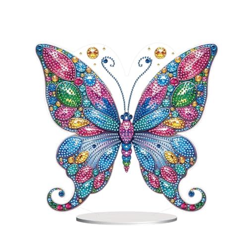 5D DIY Diamond Painting Tisch Deko, Diamant Painting Schmetterling Tischdeko, Diamant Malerei Stehend Kunst Set, Schmetterlinge Deko Ornamente Geschenke für Zuhause Dekoration-10 von CXINLky