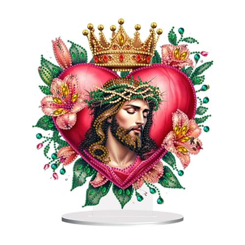 CXINLky 5D DIY Diamond Painting Tisch Deko, Kreativ Diamant Painting Tischdeko, Diamant Malerei Stehend Kunst Set, Ornamente Geschenke für Anfänger Zuhause,Büro Dekoration-05-Jesus von CXINLky