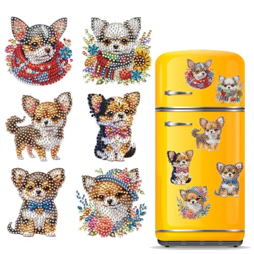 CXINLky DIY Diamond Art Painting Kühlschrankmagnete,5D Kreatives Diamant Malerei Kühlschrank Magnete Kits Home Dekoration für Kühlschrank, Magnettafel, Whiteboard, Pinnwand-01-Hund von CXINLky