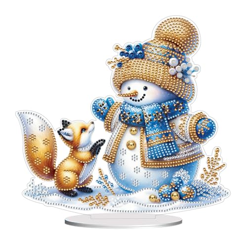 CXINLky DIY Diamond Painting Tisch Deko, 5D Diamant Painting Weihnachten Tischdeko, Diamant Malerei Stehend Kunst Set für Anfänger Hausgeschenk Deko-15-Schneemann von CXINLky