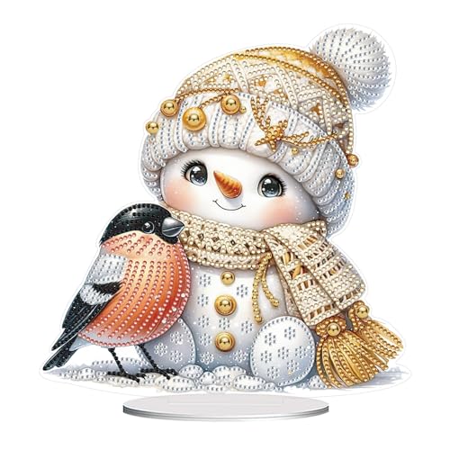 CXINLky DIY Diamond Painting Weihnachten Tisch Deko, 5D Diamant Painting Weihnachten Tischdeko, Diamant Malerei Stehend Kunst Set für Anfänger Hausgeschenk Deko-03-Schneemann von CXINLky