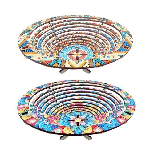 DIY Diamond Art Painting Rundes Tablett, Diamond Art Holztablett Serviertablett einziehbar mit Ständer, Diamant Malerei Crystal Art Holztablett Küchentablett für Abendessen, Tee, Bar-2 Stuck-B DIY Diamond Art Painting Rundes Tablett, Diamond Art Holztablett Serviertablett einziehbar mit Ständer, Diamant Malerei Crystal Art Holztablett Küchentablett für Abendessen, Tee, Bar-2 Stuck-B von CXINLky