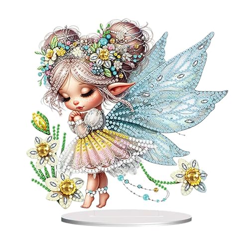 DIY Dotted Diamond Ornaments Diamond Art Painting Fairy Creative Design Acrylic Home Decoration Desktop Ornaments (Single Sided Dotted Diamonds)-01 von CXINLky