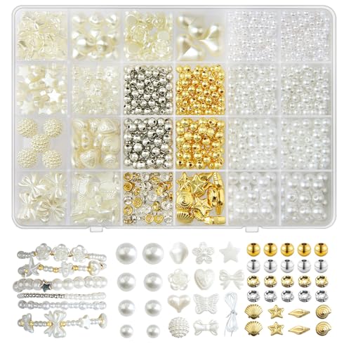 CXNXFD 1040 Imitation Perlen 24 Fächer Set DIY Lose Perlen Kreative Armbänder Halsketten Ohrringe Accessoires Materialien Accessoires von CXNXFD