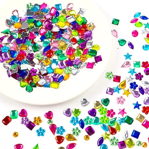 CXNXFD 1200PCS Acryl Strassstein Set Multicolor Glitter Künstliche Edelsteine in Verschiedenen Formen - Dekorative Diamanten für Bastelarbeiten, DIY, Party Events, Piratenschatz, Schnitzeljagden von CXNXFD